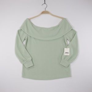 a.n.a a new approach Women's Cowl Neck Long‎ Sleeve Fleece Top Mint Size XS